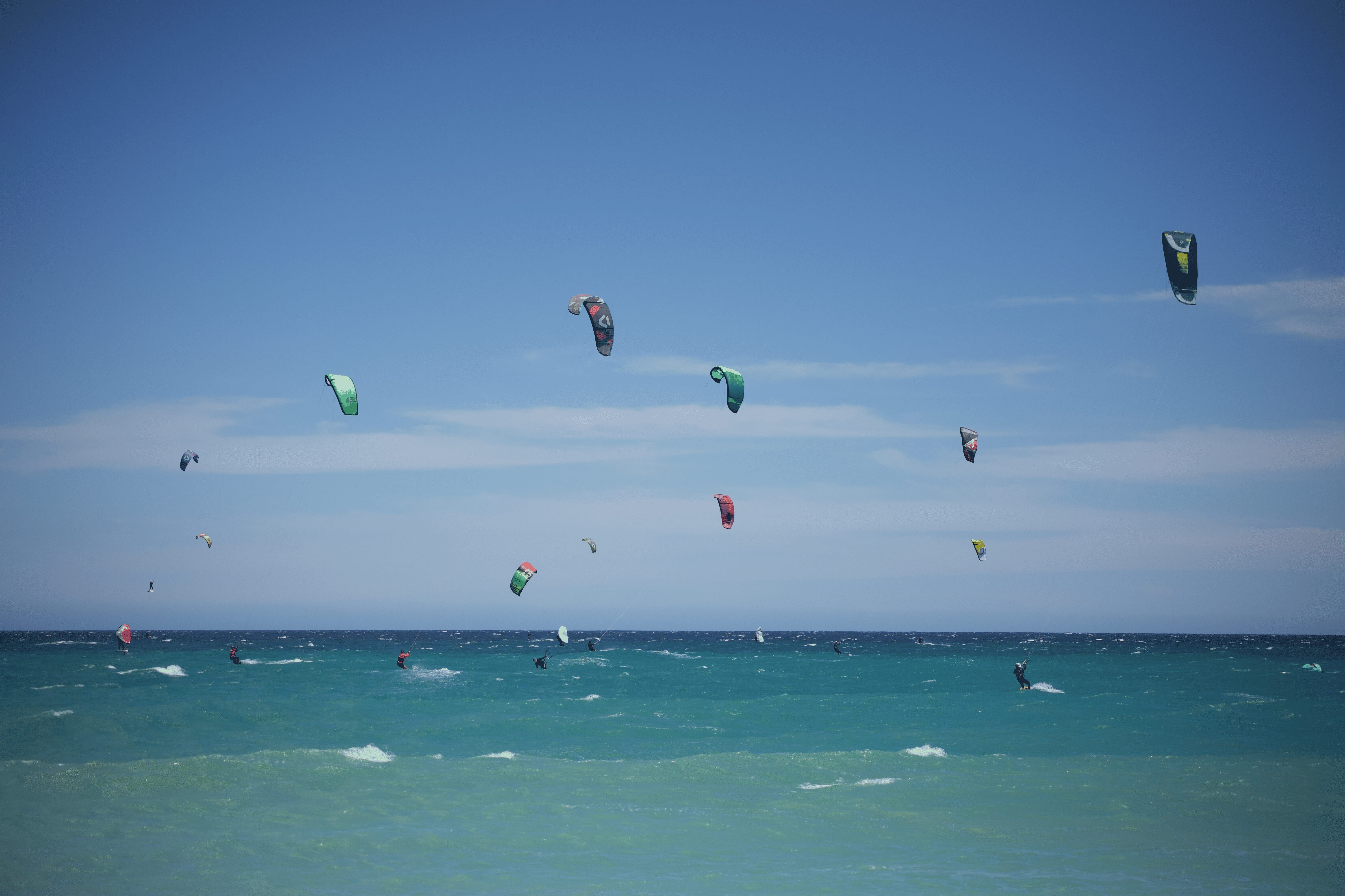 Lots of people kite boarding in La Ventana