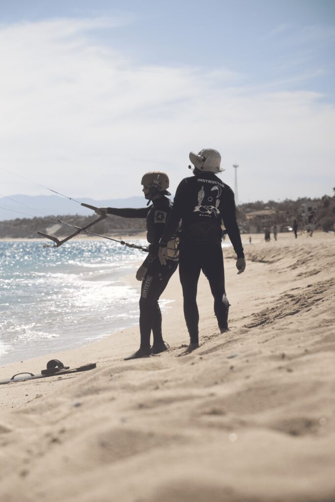 kiteboarding lesson on the beach - kite control