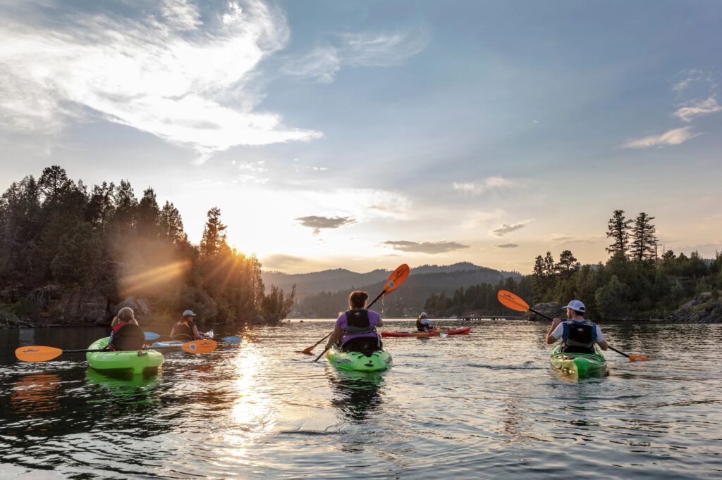 Guided kayaking tour on flathead lake